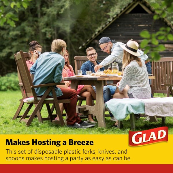 Glad Disposable Cutlery Set - Clear Heavy Duty Plastic Forks, Knives, and Spoons - 240 Piece Plasticware for Parties - Durable, Sturdy Recyclable Utensils - Great for July 4th, Thanksgiving, Christmas-6