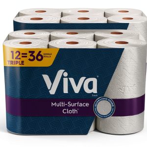 Viva Multi-Surface Cloth Paper Towels, 12 Triple Rolls, 165 Sheets Per Roll (2 Packs of 6)-0