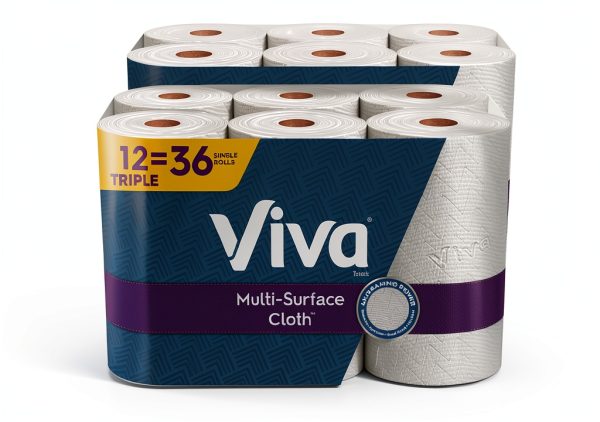 Viva Multi-Surface Cloth Paper Towels, 12 Triple Rolls, 165 Sheets Per Roll (2 Packs of 6)-0