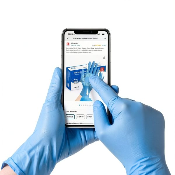 Schneider Nitrile Exam Gloves, Blue Disposable Gloves, Medical Grade, Food Grade, Latex Free-3