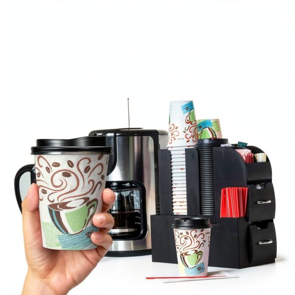 Dixie PerfecTouch 12 oz Paper Coffee Cups By GP PRO, Coffee Haze Design, 500 Count (25 Disposable Cups Per Sleeve, 20 Sleeves Per Case), 5342DX-3
