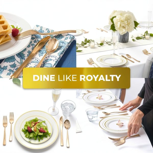 Gold Plastic Silverware Set (160 Bulk Pack) Disposable Cutlery Utensils, 80 Gold Forks, 40 Gold Knives, 40 Gold Spoons, Heavy Duty Flatware For Holidays, Parties, Dinners, Weddings, and Occasions-3