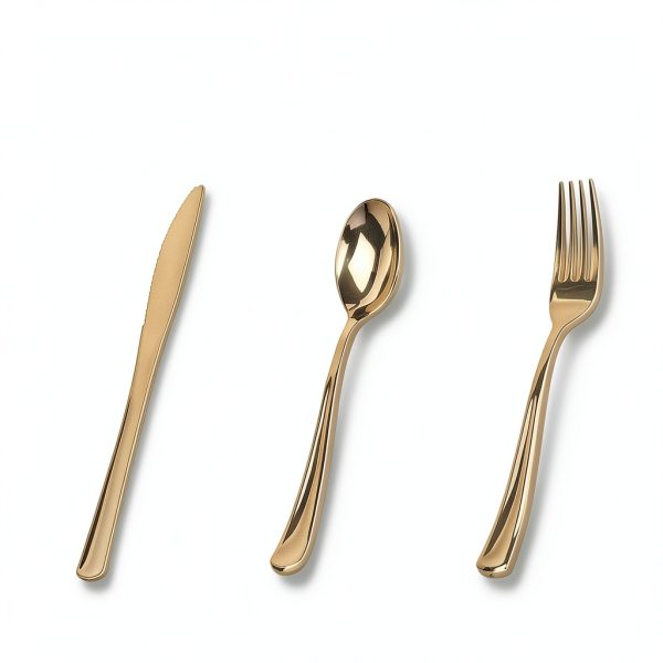 Gold Plastic Silverware Set (160 Bulk Pack) Disposable Cutlery Utensils, 80 Gold Forks, 40 Gold Knives, 40 Gold Spoons, Heavy Duty Flatware For Holidays, Parties, Dinners, Weddings, and Occasions-4