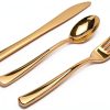 Gold Plastic Silverware Set (160 Bulk Pack) Disposable Cutlery Utensils, 80 Gold Forks, 40 Gold Knives, 40 Gold Spoons, Heavy Duty Flatware For Holidays, Parties, Dinners, Weddings, and Occasions-6