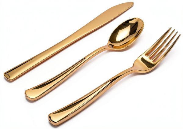 Gold Plastic Silverware Set (160 Bulk Pack) Disposable Cutlery Utensils, 80 Gold Forks, 40 Gold Knives, 40 Gold Spoons, Heavy Duty Flatware For Holidays, Parties, Dinners, Weddings, and Occasions-6
