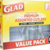 Glad Disposable Cutlery Set - Clear Heavy Duty Plastic Forks, Knives, and Spoons - 240 Piece Plasticware for Parties - Durable, Sturdy Recyclable Utensils - Great for July 4th, Thanksgiving, Christmas-1