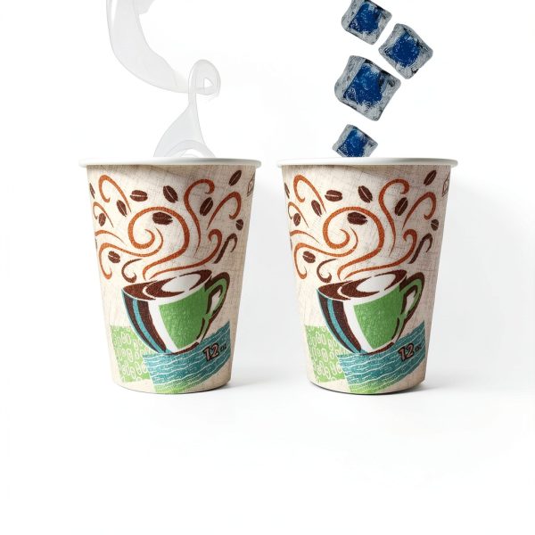 Dixie PerfecTouch 12 oz Paper Coffee Cups By GP PRO, Coffee Haze Design, 500 Count (25 Disposable Cups Per Sleeve, 20 Sleeves Per Case), 5342DX-2