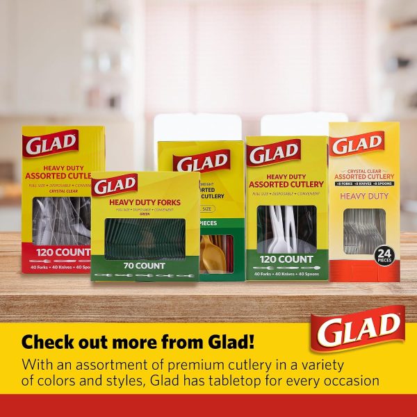 Glad Disposable Cutlery Set - Clear Heavy Duty Plastic Forks, Knives, and Spoons - 240 Piece Plasticware for Parties - Durable, Sturdy Recyclable Utensils - Great for July 4th, Thanksgiving, Christmas-7
