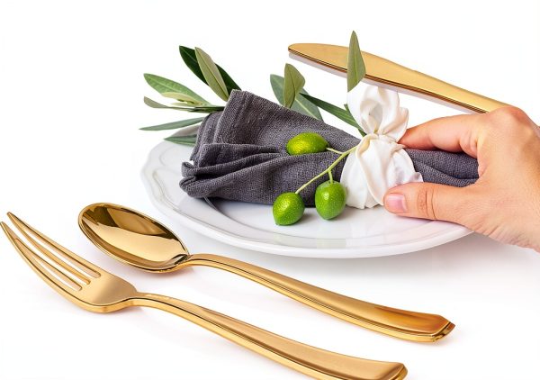 Gold Plastic Silverware Set (160 Bulk Pack) Disposable Cutlery Utensils, 80 Gold Forks, 40 Gold Knives, 40 Gold Spoons, Heavy Duty Flatware For Holidays, Parties, Dinners, Weddings, and Occasions-2